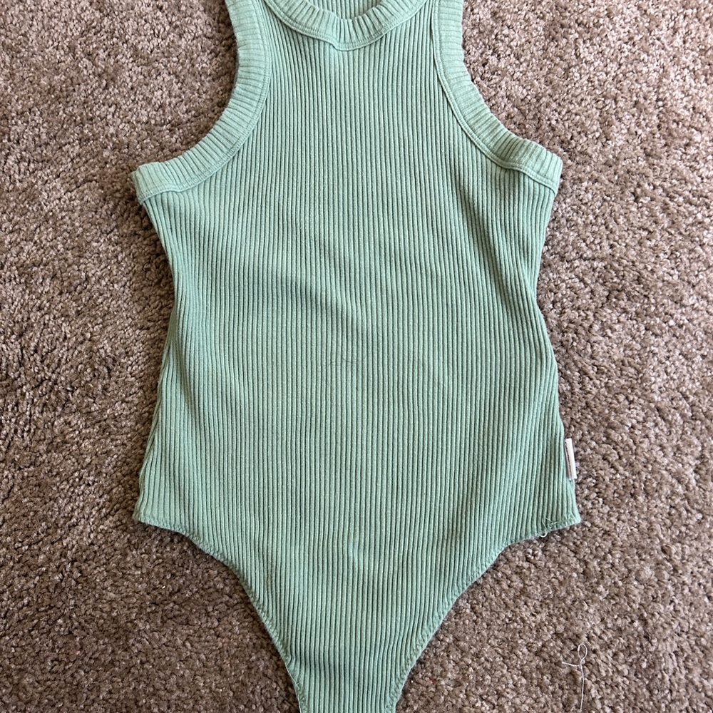 Calvin Klein Jeans Green Ribbed Bodysuit